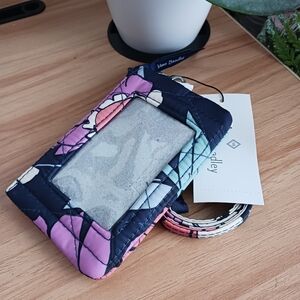 Vera Bradley Pink & Navy Floral Quilted ID Lanyard Holder